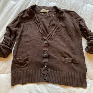 Brown Michael Kors Cardigan 3/4 Roll-Up Sleeves
